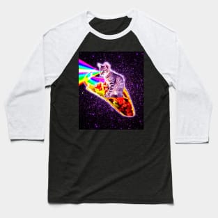 Rainbow Laser Eyes Galaxy Cat Riding Taco Baseball T-Shirt